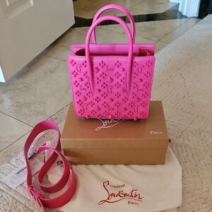 Christian Louboutin Vibrant Pink Paloma Studded Leather Bag